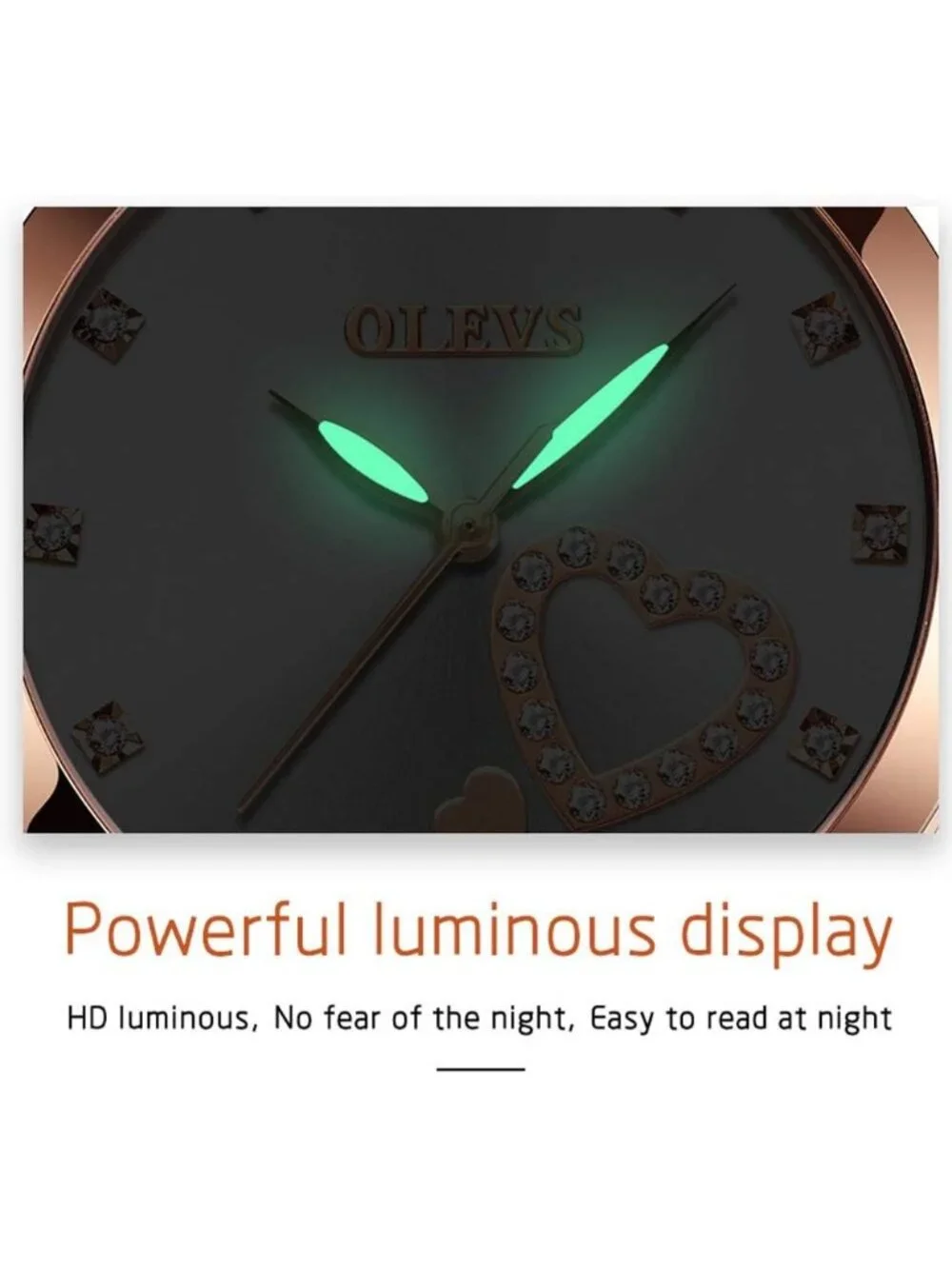 Women's White Mesh Strap Fashion Dress Hearts Quartz Bracelet Sets Ladies Watch